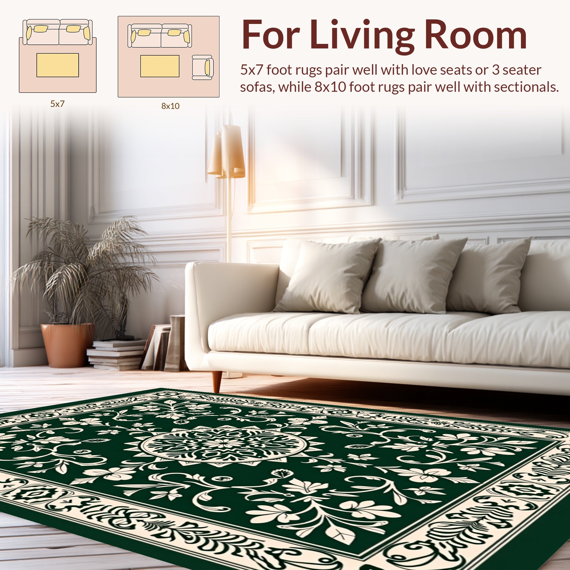 Elegant Floral Medallion Border Design Rug