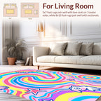 Whimsical Swirls Stars Pattern Rug