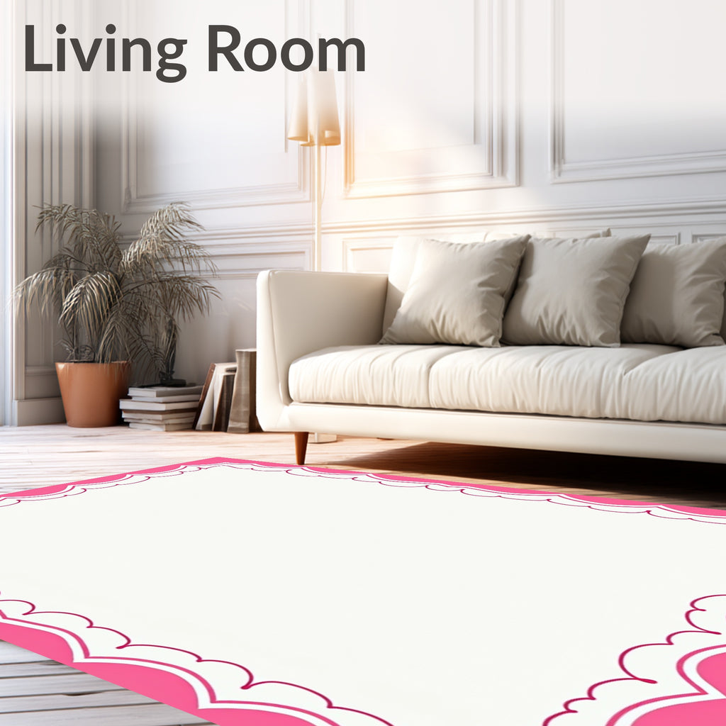 Pink Scallop Border Design Rug