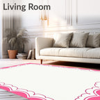 Pink Scallop Border Design Rug