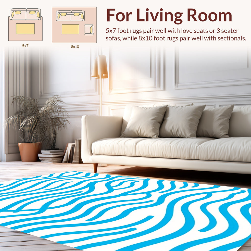 Abstract Blue Wavy Lines Rug