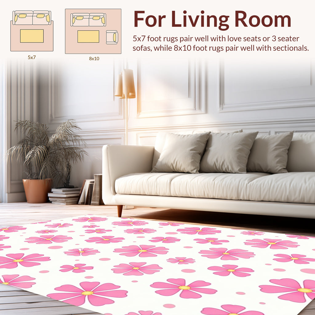 Pink Floral Pattern Design Rug
