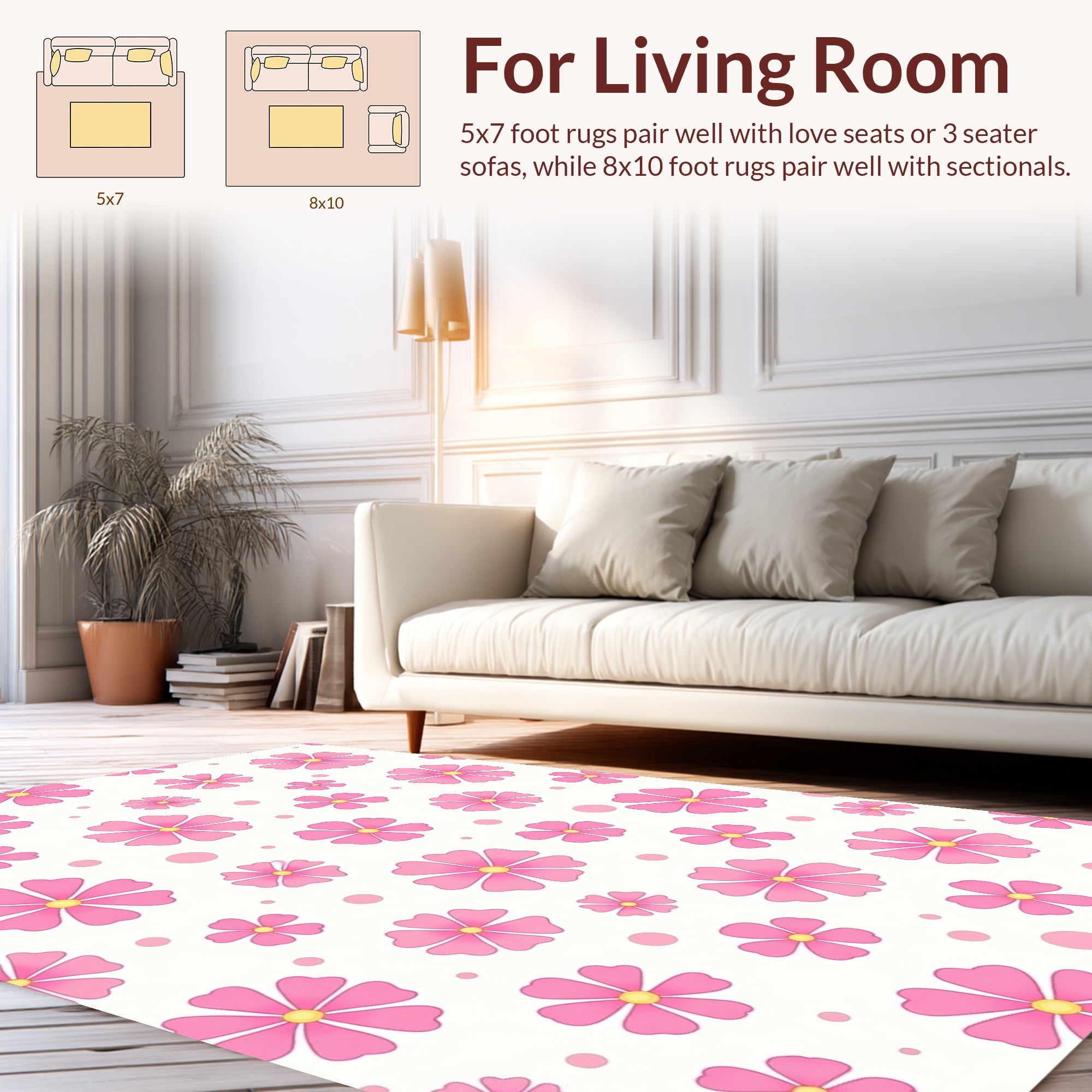 Pink Floral Pattern Design Rug