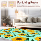 Bright Yellow Sunflower Floral Pattern Rug