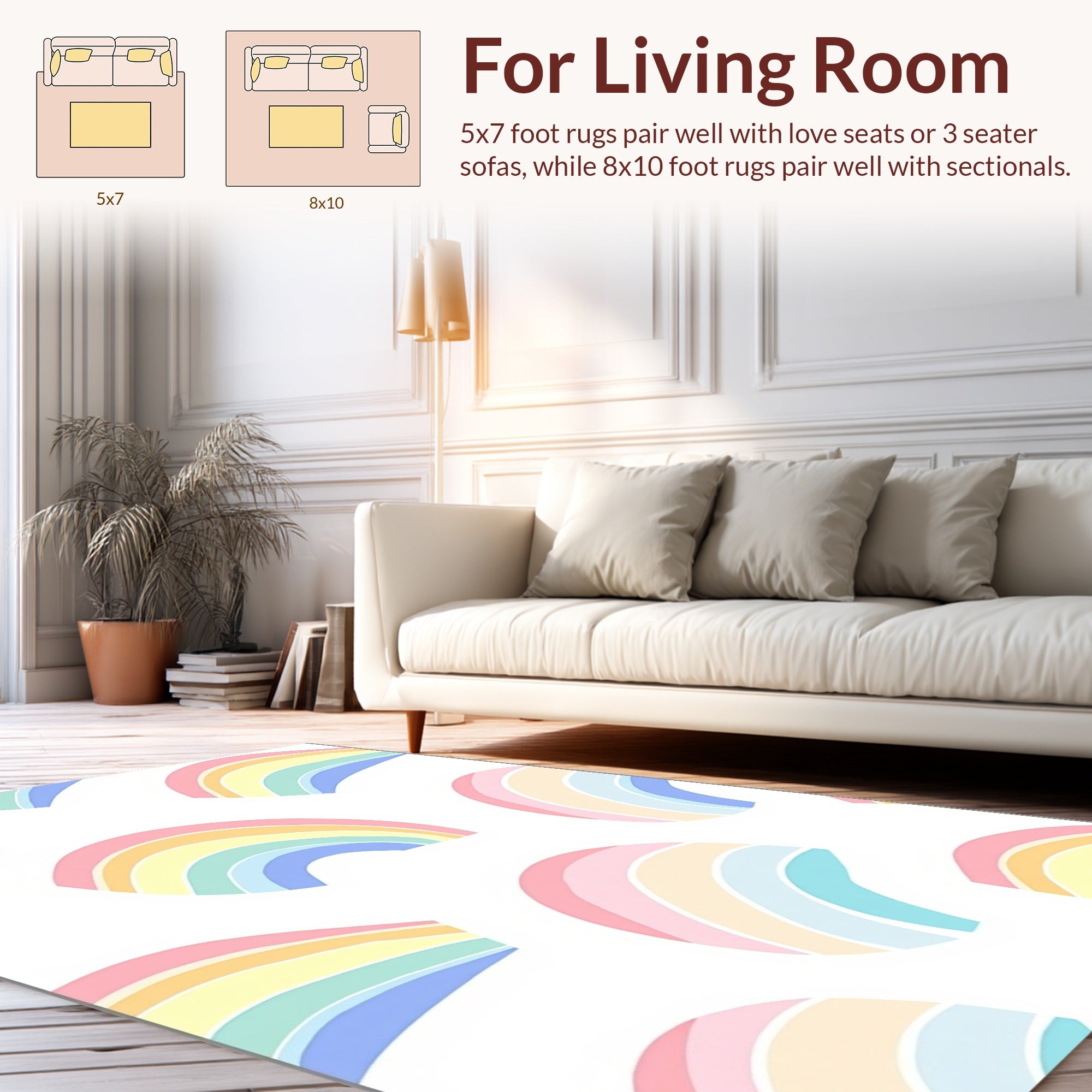 Pastel Rainbow Arc Pattern Rug