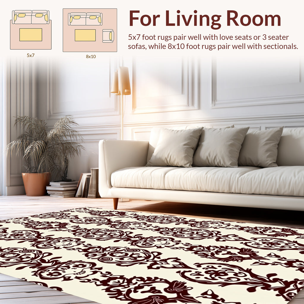 Damask Style Ornate Pattern Rug