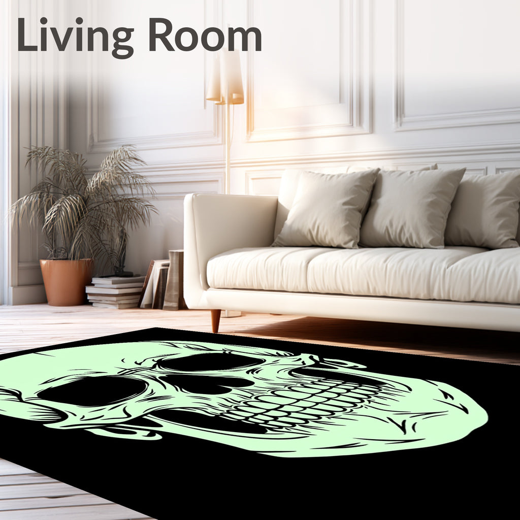 Pale Green Skull Outline Rug