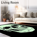 Pale Green Skull Outline Rug