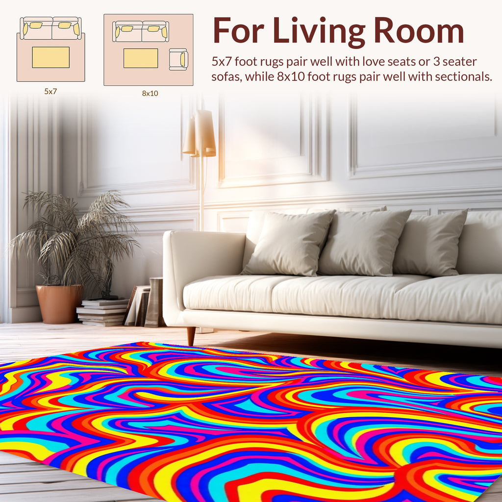 Abstract Rainbow Swirl Pattern Rug