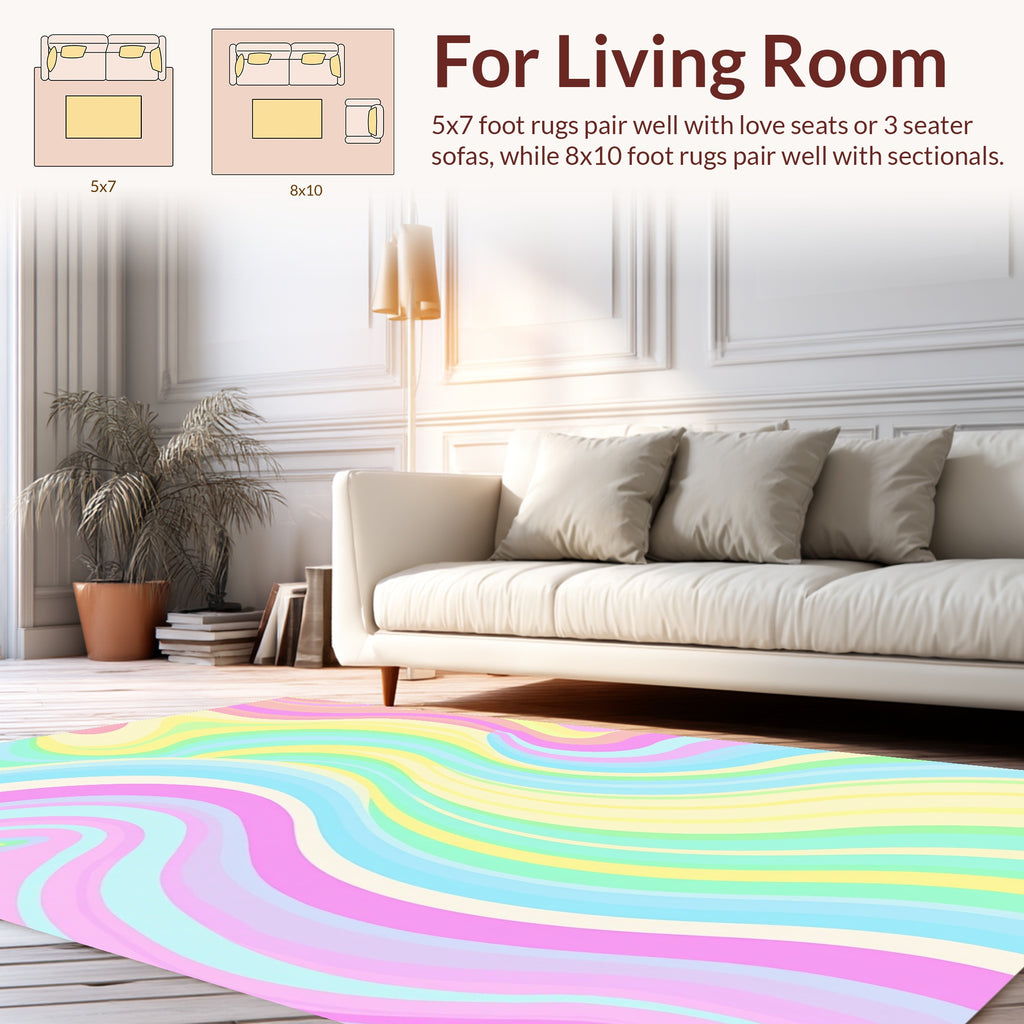 Pastel Swirl Wave Pattern Rug