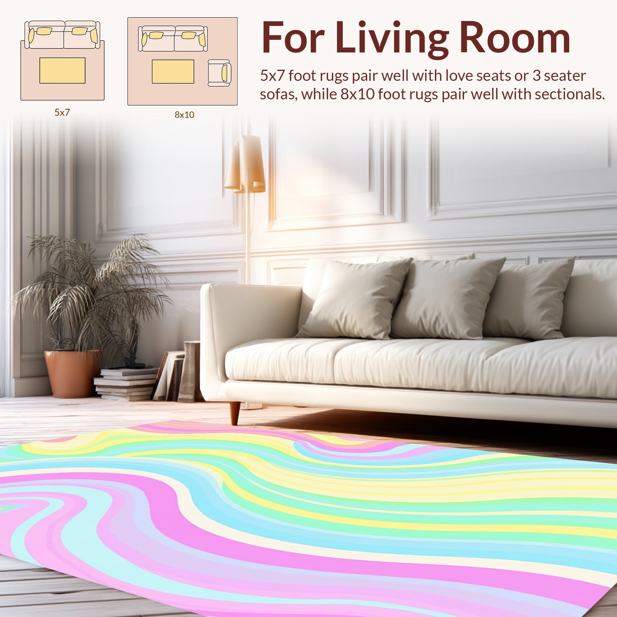 Pastel Swirl Wave Pattern Rug