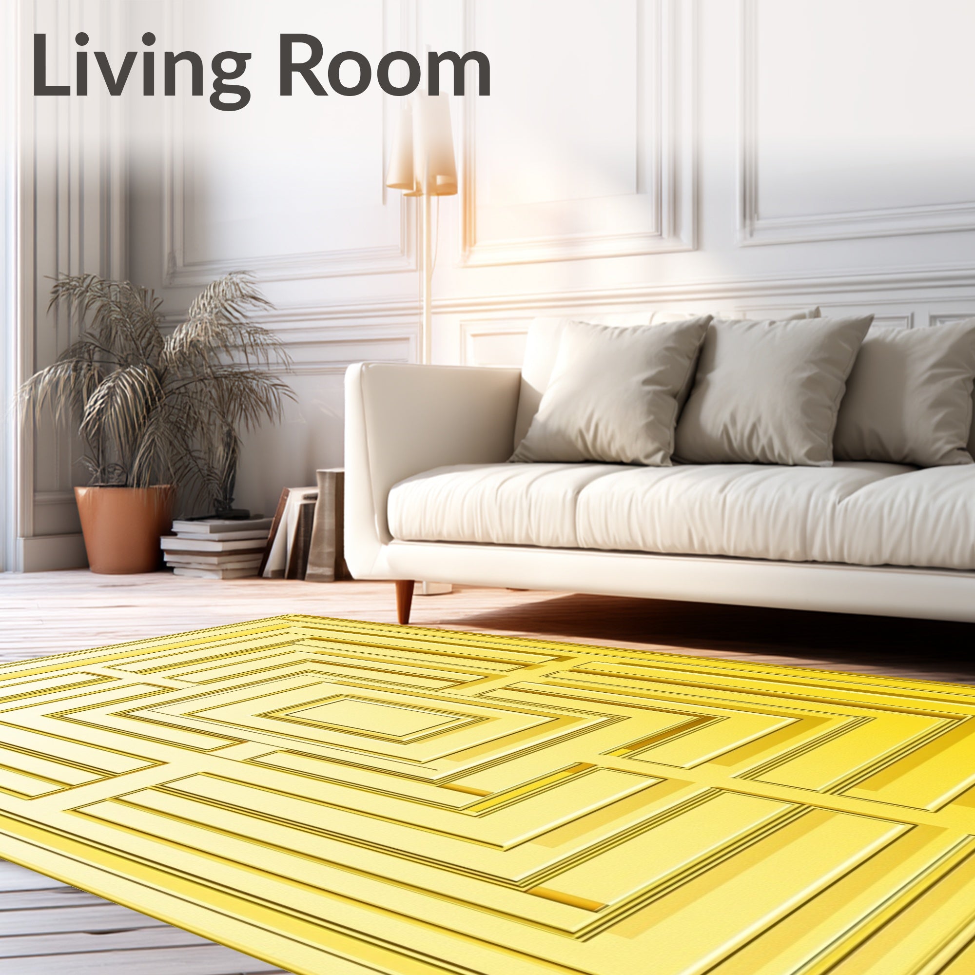 Golden Labyrinth Geometric Pattern Rug