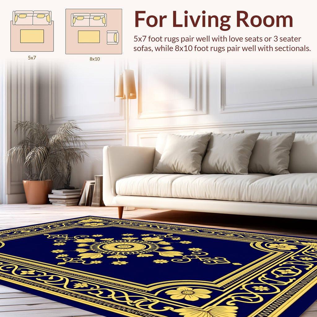 Ornate Floral Border Design Rug