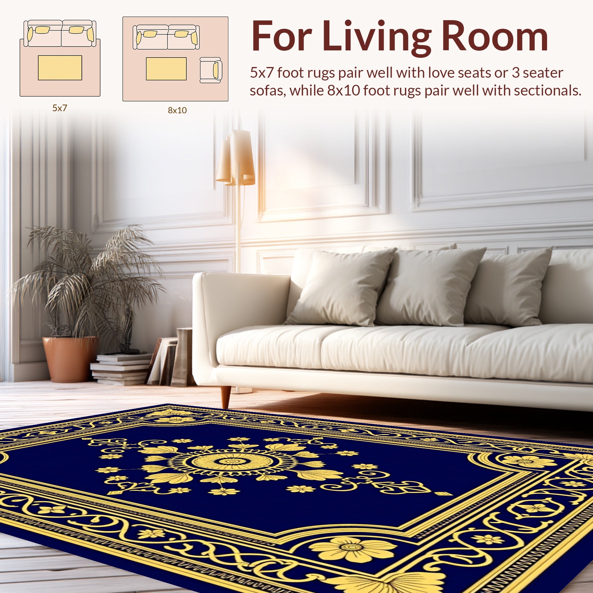 Ornate Floral Border Design Rug