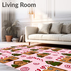 Whimsical Gingerbread Houses Candy Canes Rug