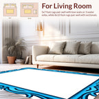 Ornate Royal Blue Scrollwork Frame Rug