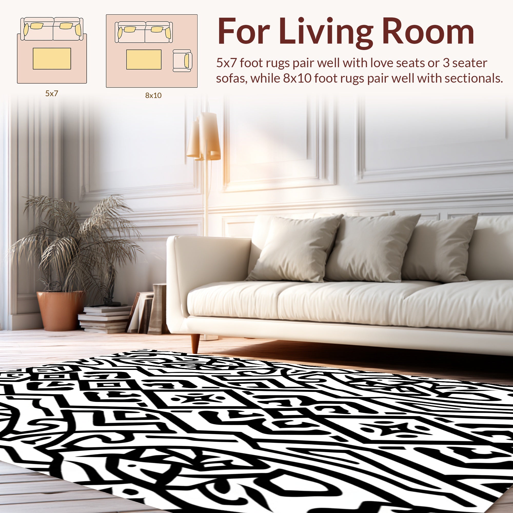 Tribal Geometric Maze Pattern Rug
