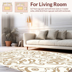 Ecru Tan Scrollwork Damask Rug