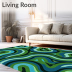 Swirling Emerald Sea Pattern Rug