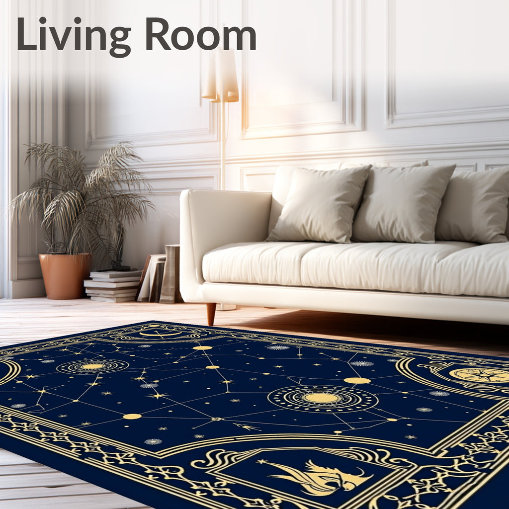 Celestial Gold Constellation Night Rug