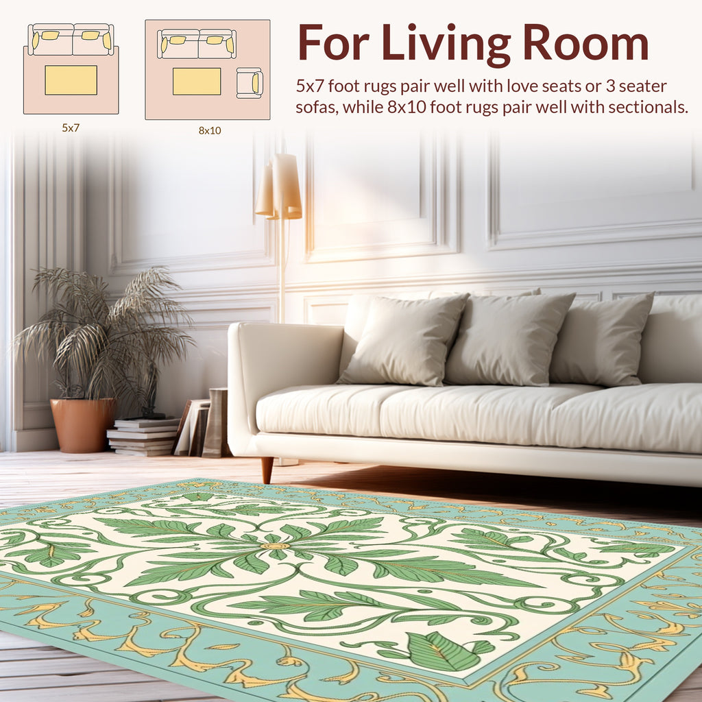 Art Nouveau Floral Vine Border Design Rug