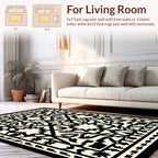 Intricate Geometric Black White Pattern Rug