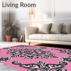 Pink Floral Medallion Scrollwork Rug