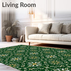 Emerald Green Repeating Floral Medallion Rug