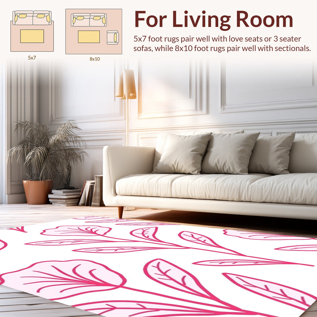 Delicate Pink Floral Stem Pattern Rug
