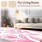 Delicate Pink Floral Stem Pattern Rug