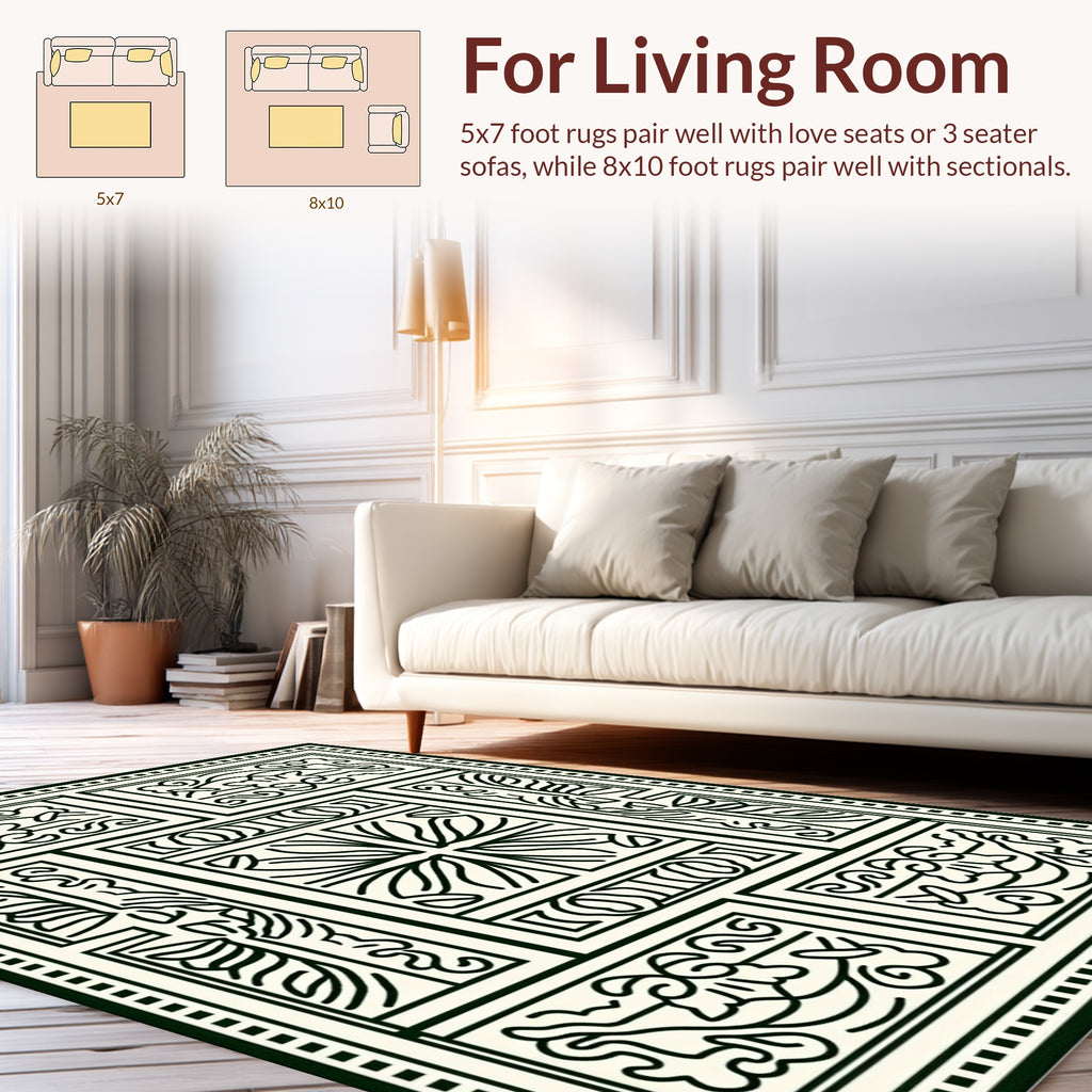 Classic Scrollwork Geometric Pattern Rug
