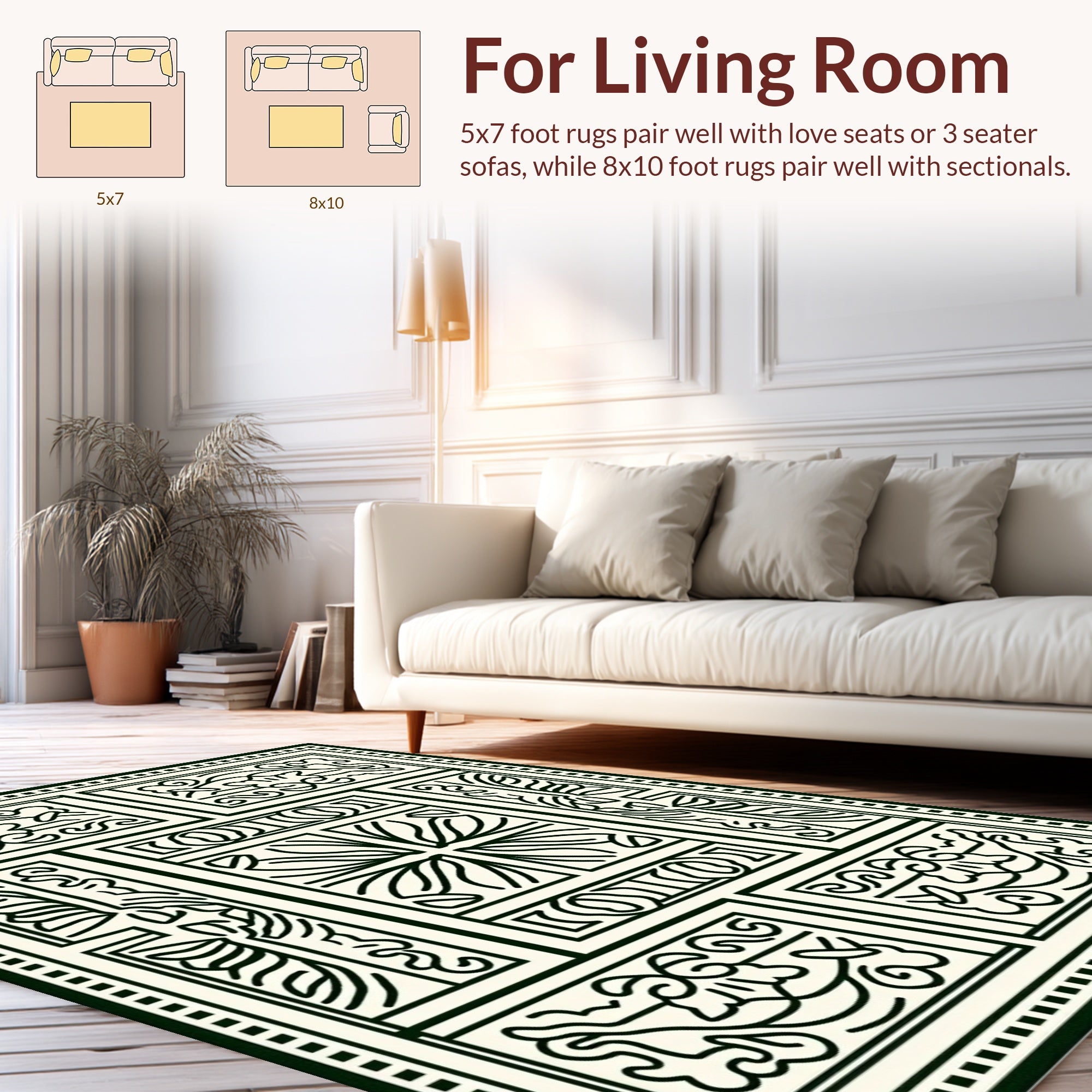 Classic Scrollwork Geometric Pattern Rug