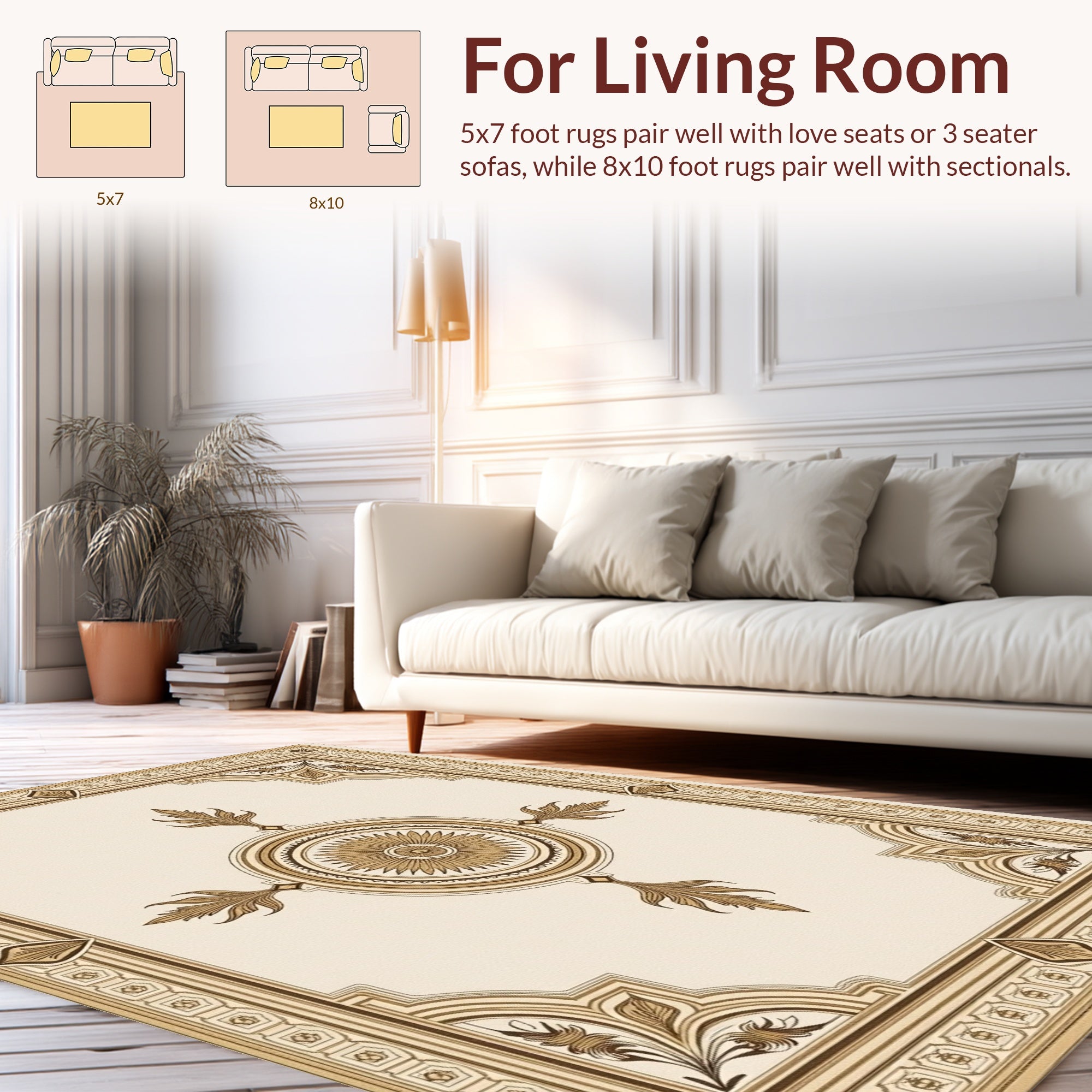 Ornate Geometric Medallion Square Pattern Rug