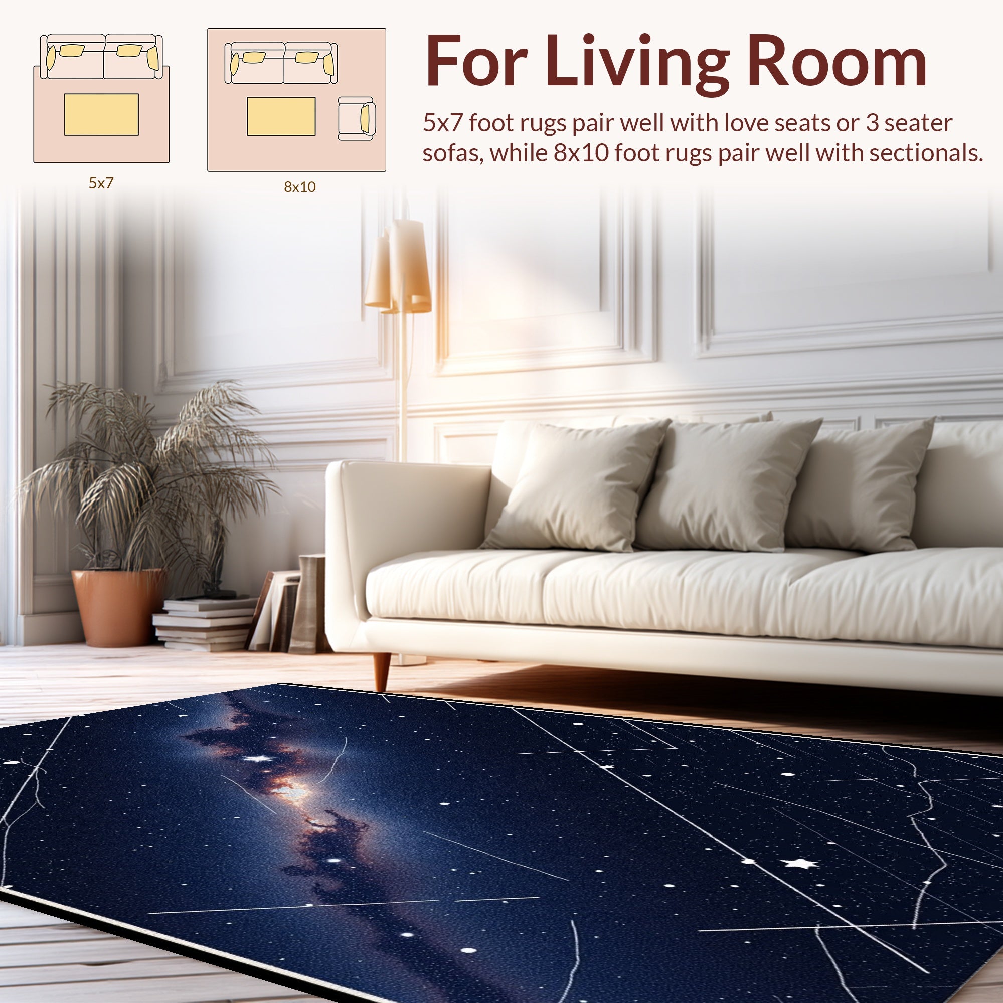 Nebula Starry Night Celestial Design Rug