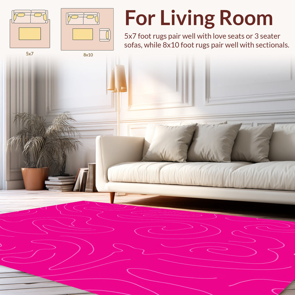 Bold Pink Abstract Swirl Design Rug