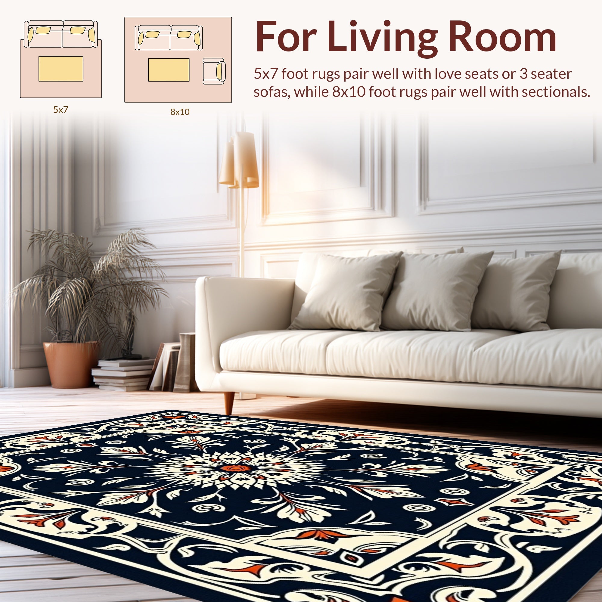 Intricate Floral Scrollwork Graphic Rug