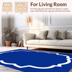 Royal Blue Quatrefoil Bordered Design Rug