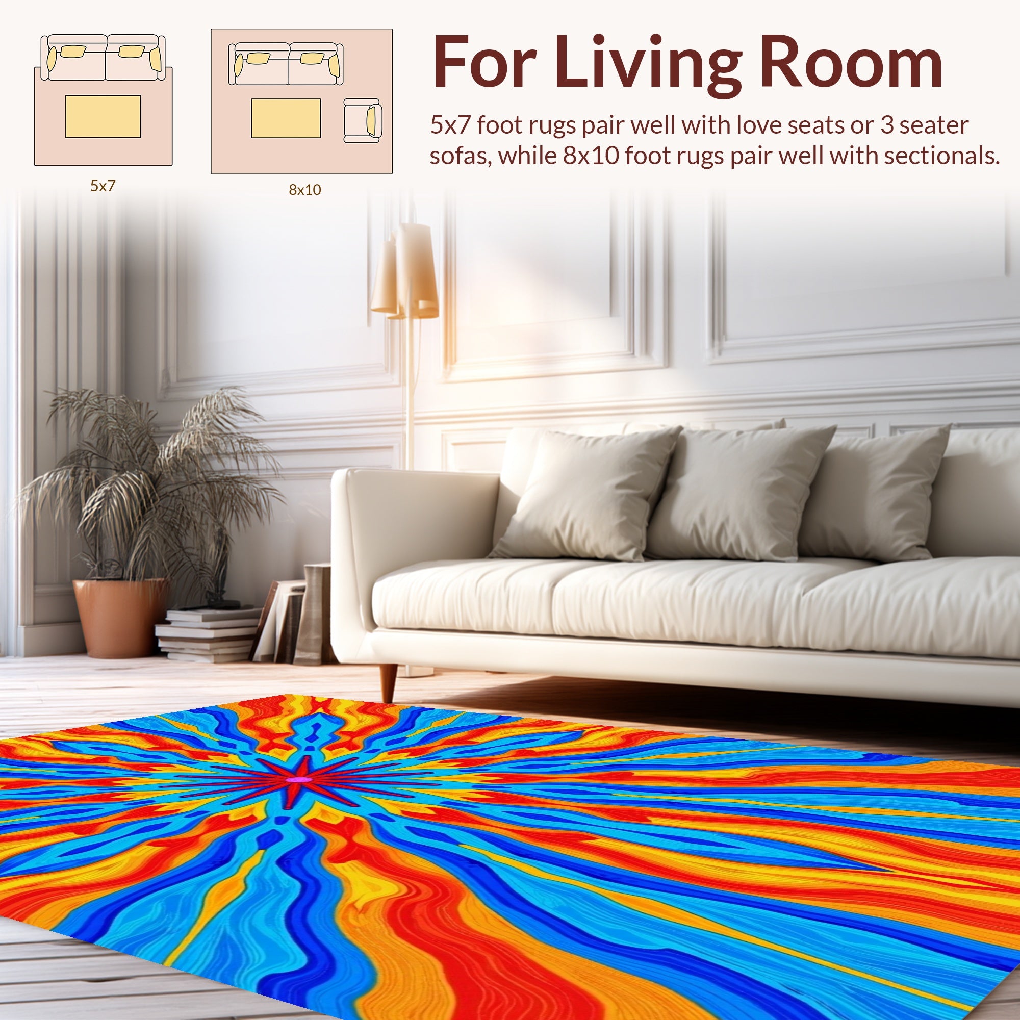Radiant Starburst Psychedelic Pattern Rug