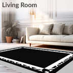Monochrome Geometric Border Square Rug