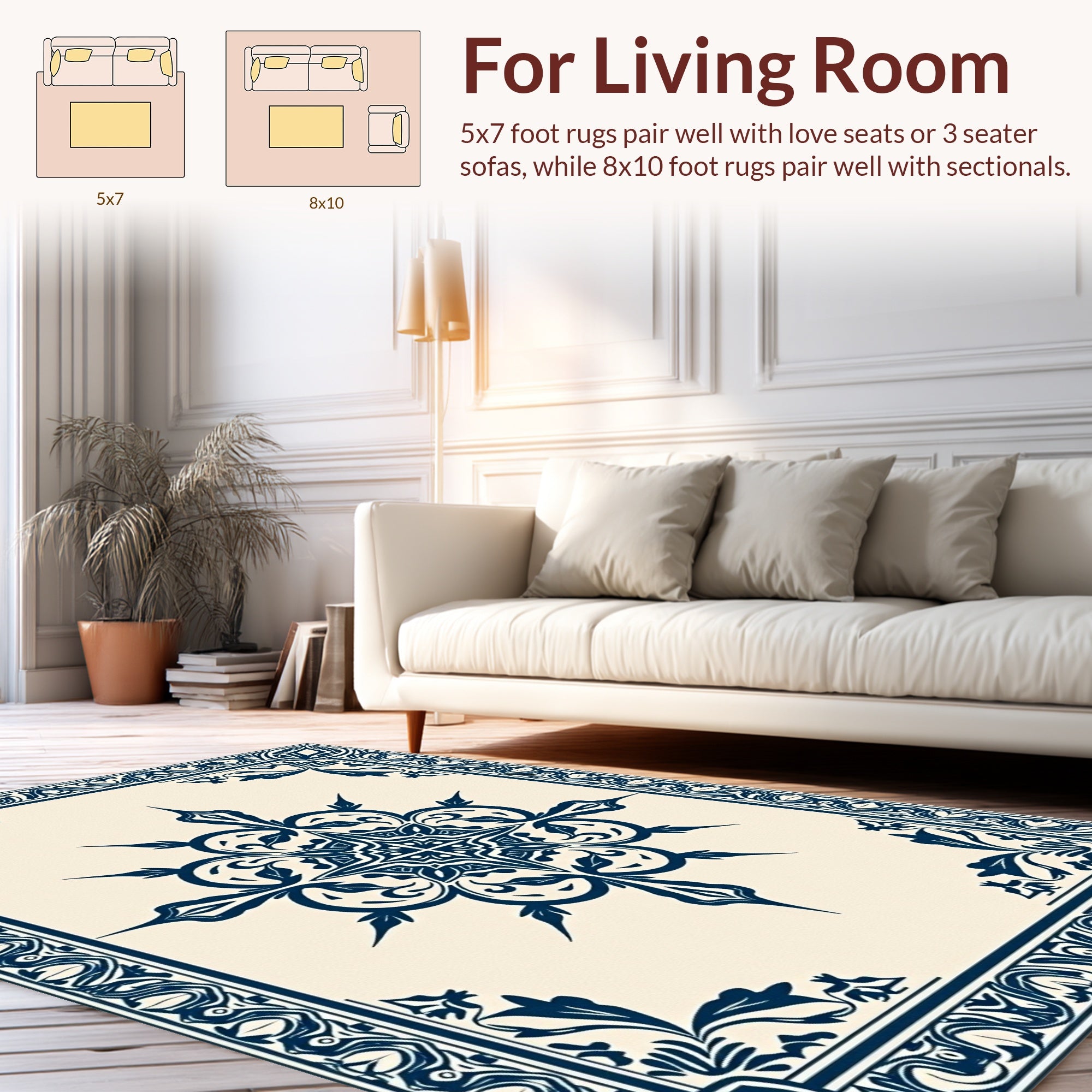 Intricate Scrollwork Star and Border Rug