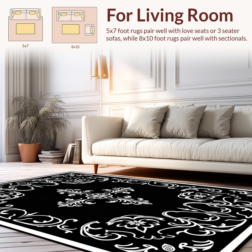 Intricate Floral Scrollwork Pattern Design Rug