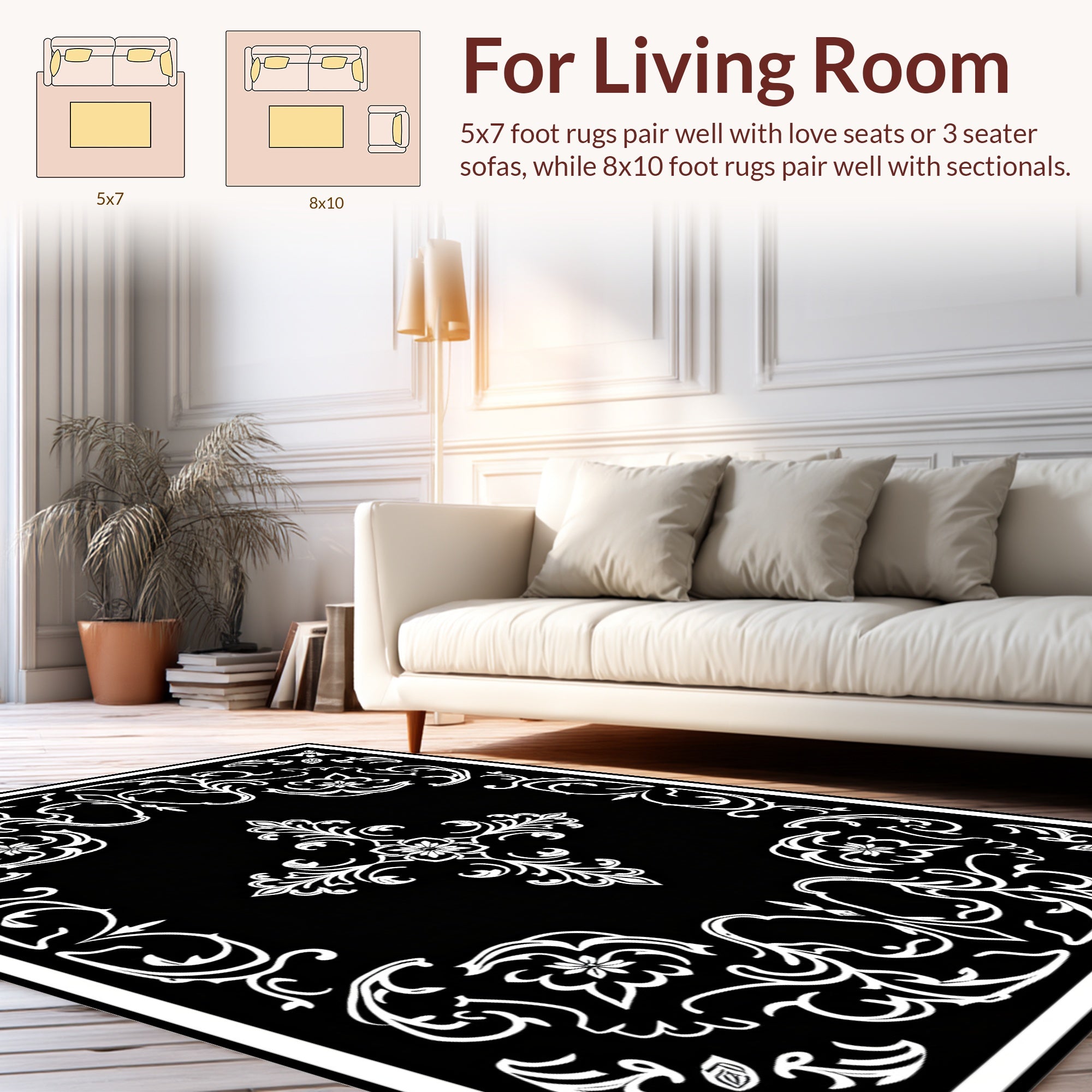 Intricate Floral Scrollwork Pattern Design Rug