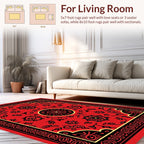 Traditional Red Black Floral Medallion Rug
