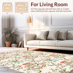 Floral Swirl Pattern With Green Orange Rug