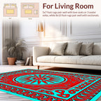 Bold Red and Turquoise Geometric Pattern Rug