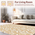 Classic Damask White Beige Pattern Rug