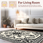 Classic Floral Scrollwork Border Design Rug