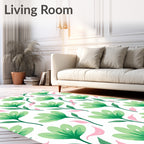 Soft Green Flower Pattern Design Rug