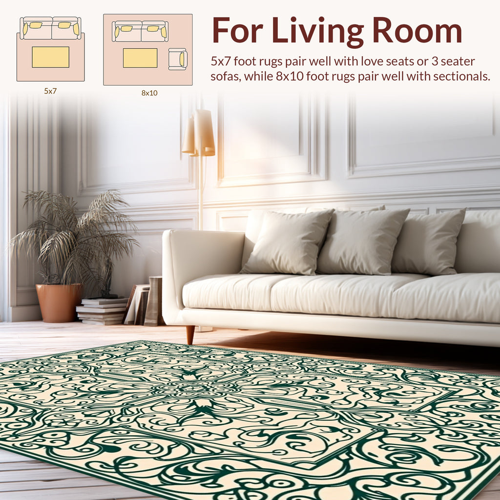Ornate Floral Medallion Pattern Rug