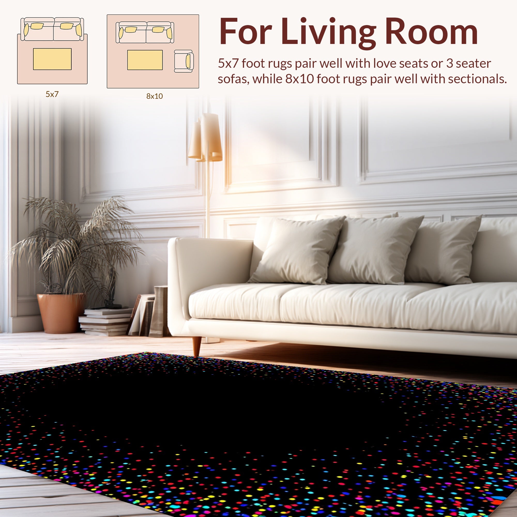 Confetti Dotted Border Style Rug